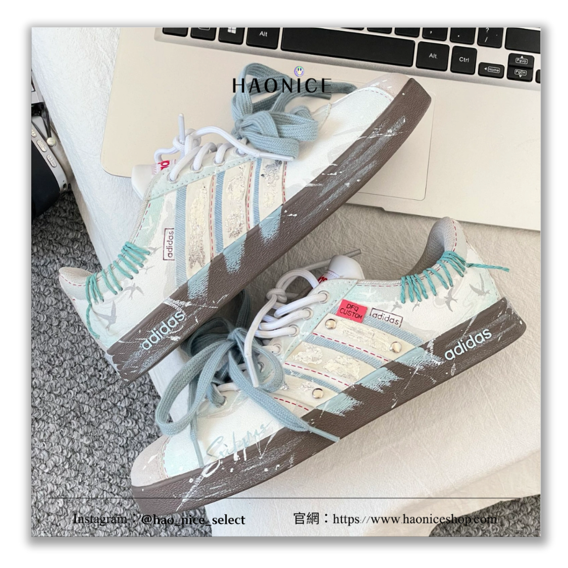 【HAO NICE】客製🎨adidas Neo VL Court 2.0⚡️海岸線 白藍色 板鞋 休閒鞋 假一賠十 配合legit 驗貨