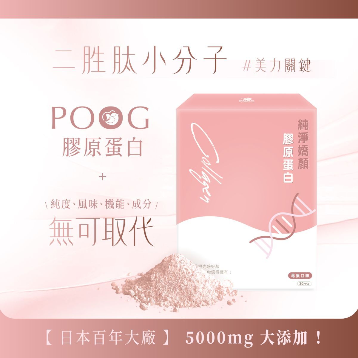 好妍備份 POOG 膠原蛋白 二胜肽小分子 好吸收 日本百年大廠原料 5000mg高劑量粉末