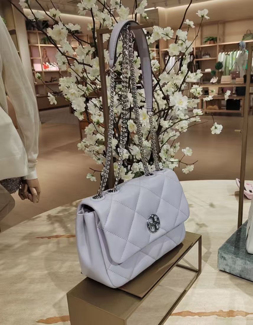 【預購】Tory Burch H050602 紫色銀鏈條菱格包
