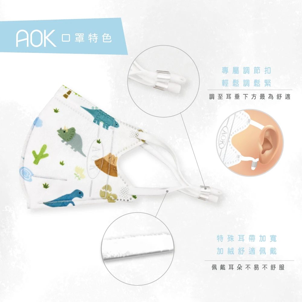 AOK-3D立體醫用口罩兒童-恐龍