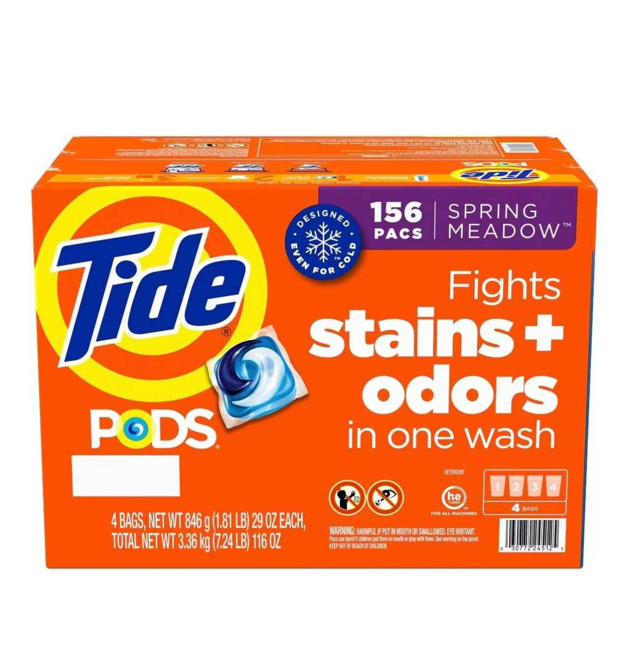 【預購】Tide H050660 三合一強效洗衣膠囊 (春季草地香) — 156顆超大容量家庭裝