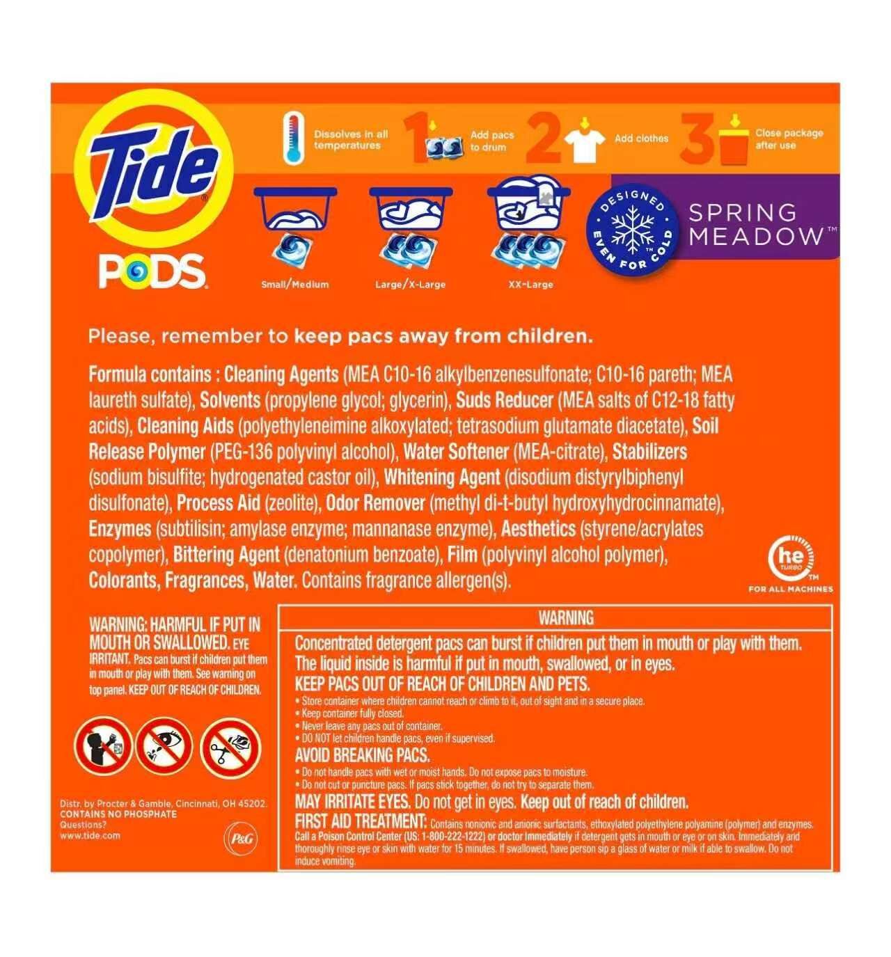 【預購】Tide H050660 三合一強效洗衣膠囊 (春季草地香) — 156顆超大容量家庭裝