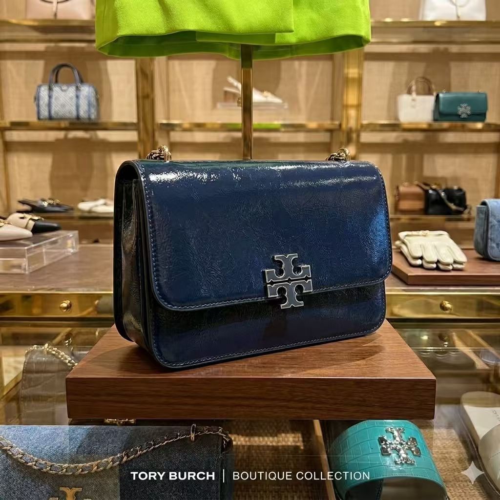 【預購】Tory Burch H050612 藍色銀鏈條手袋