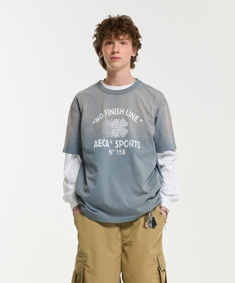 AECA NO FINISH LINE WASHED HALF SLEEVE TEE GREY AW2602TS30GR