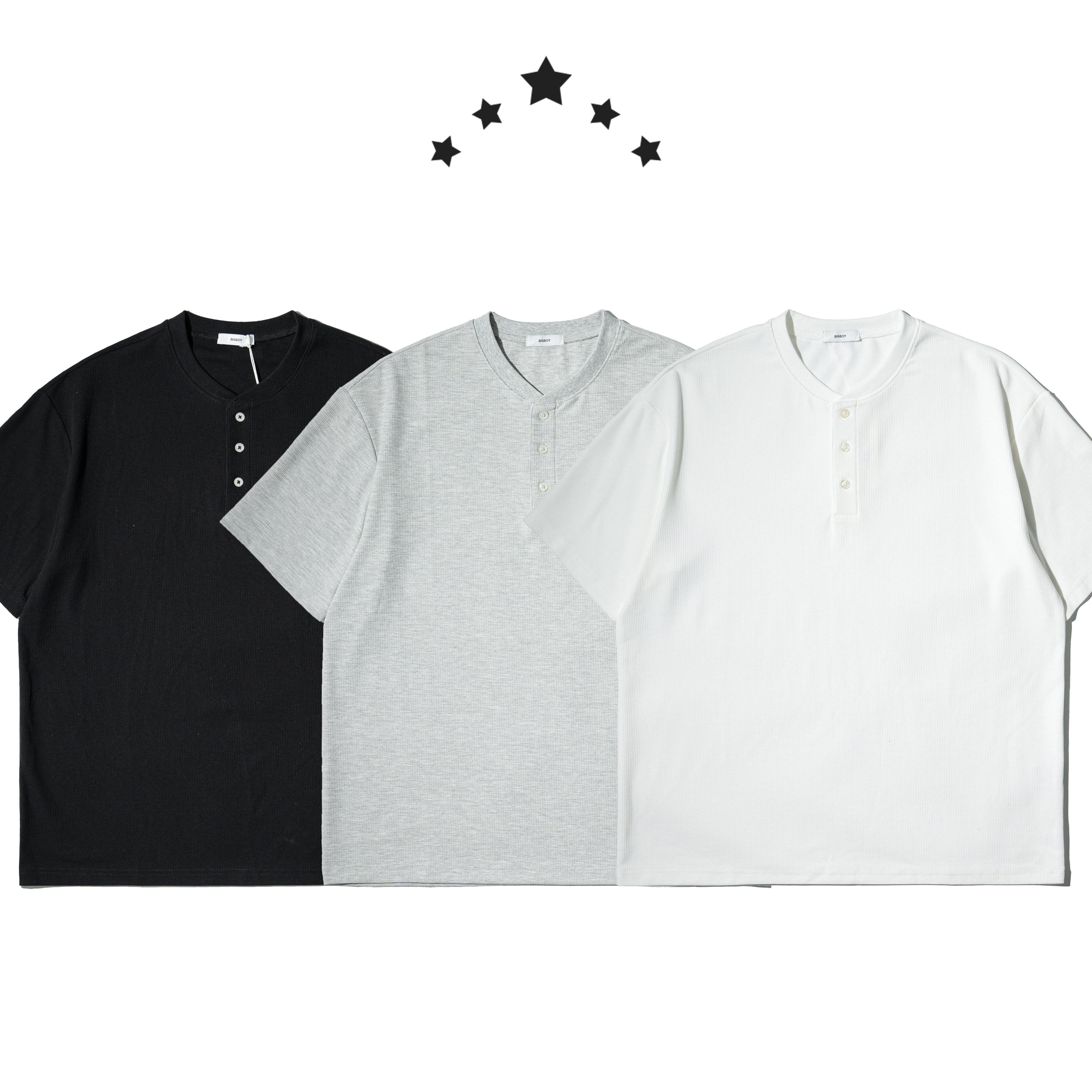 Waffle Texture Henley Collar Tee 華夫格 亨利領 短袖Tee [B-2601]