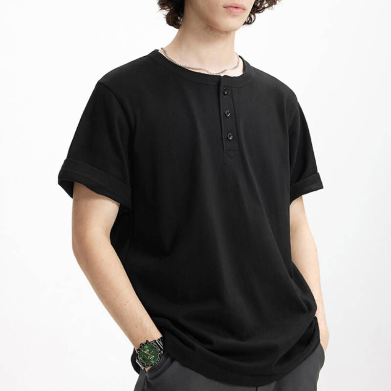老錢Style，夏季重磅純棉亨利領T-Shirt