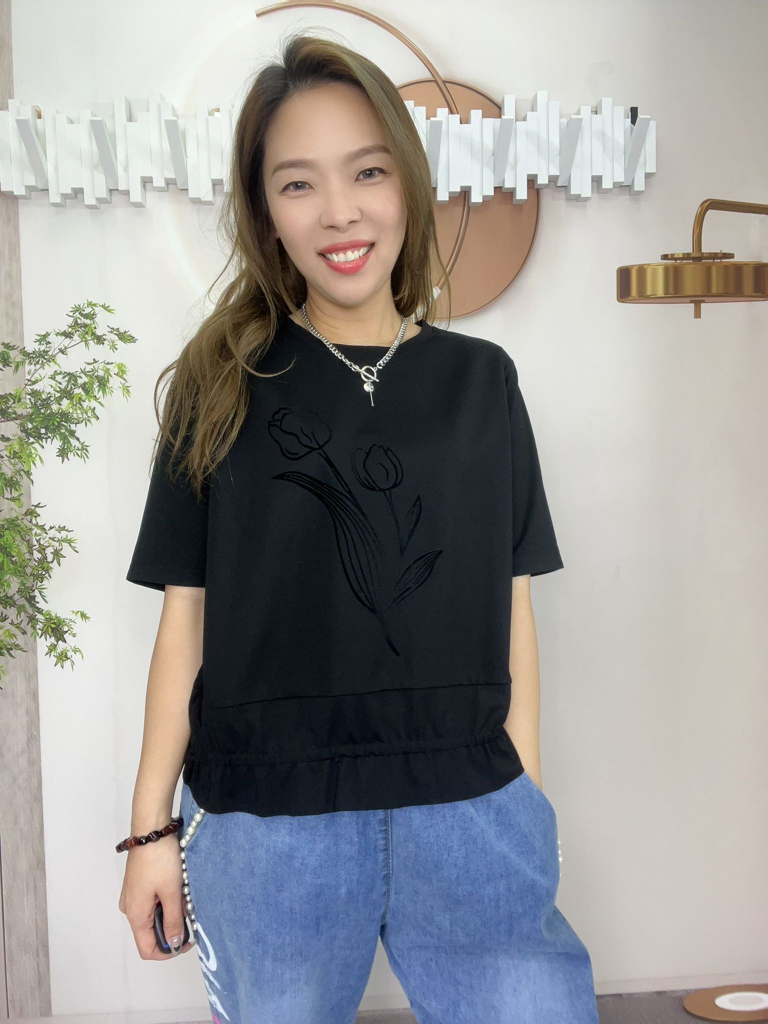 Ma 花圖案束腳top~162U