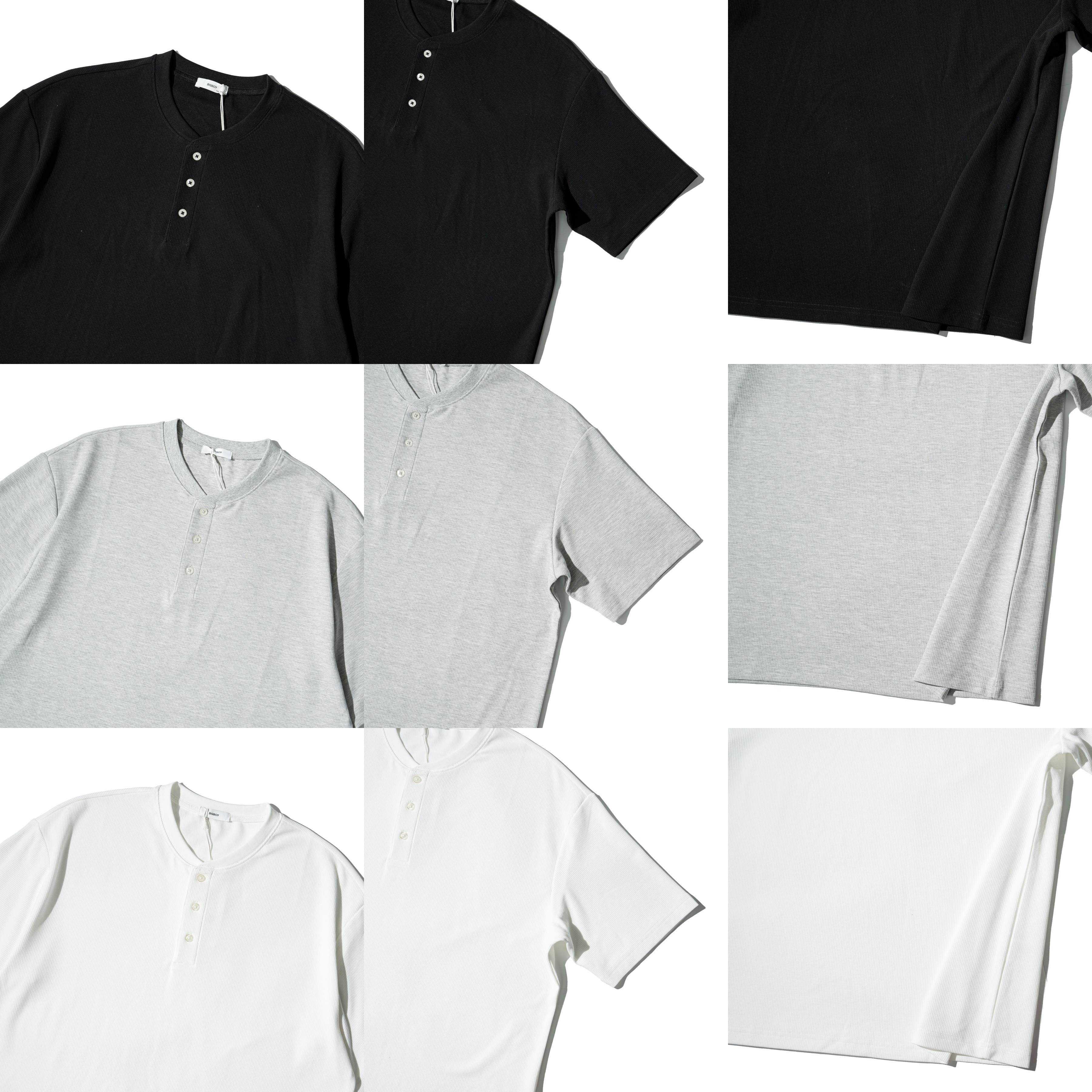 Waffle Texture Henley Collar Tee 華夫格 亨利領 短袖Tee [B-2601]