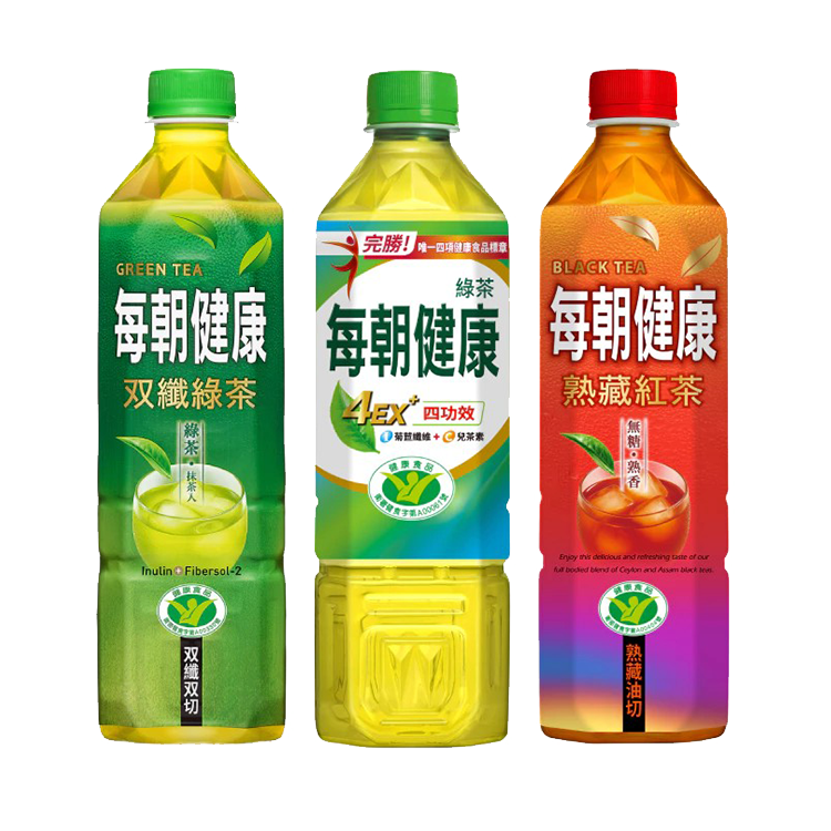 【每朝健康】雙纖綠茶/無糖綠茶/無糖紅茶650ml-四入組 機能茶 綠茶 紅茶 雙纖 健康認證 膳食纖維