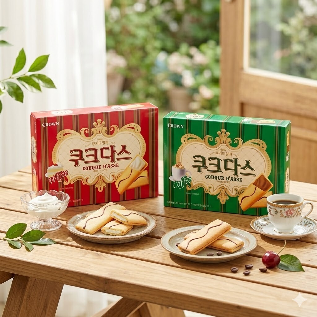 韓國 Crown法式薄餅系列 牛奶/咖啡
