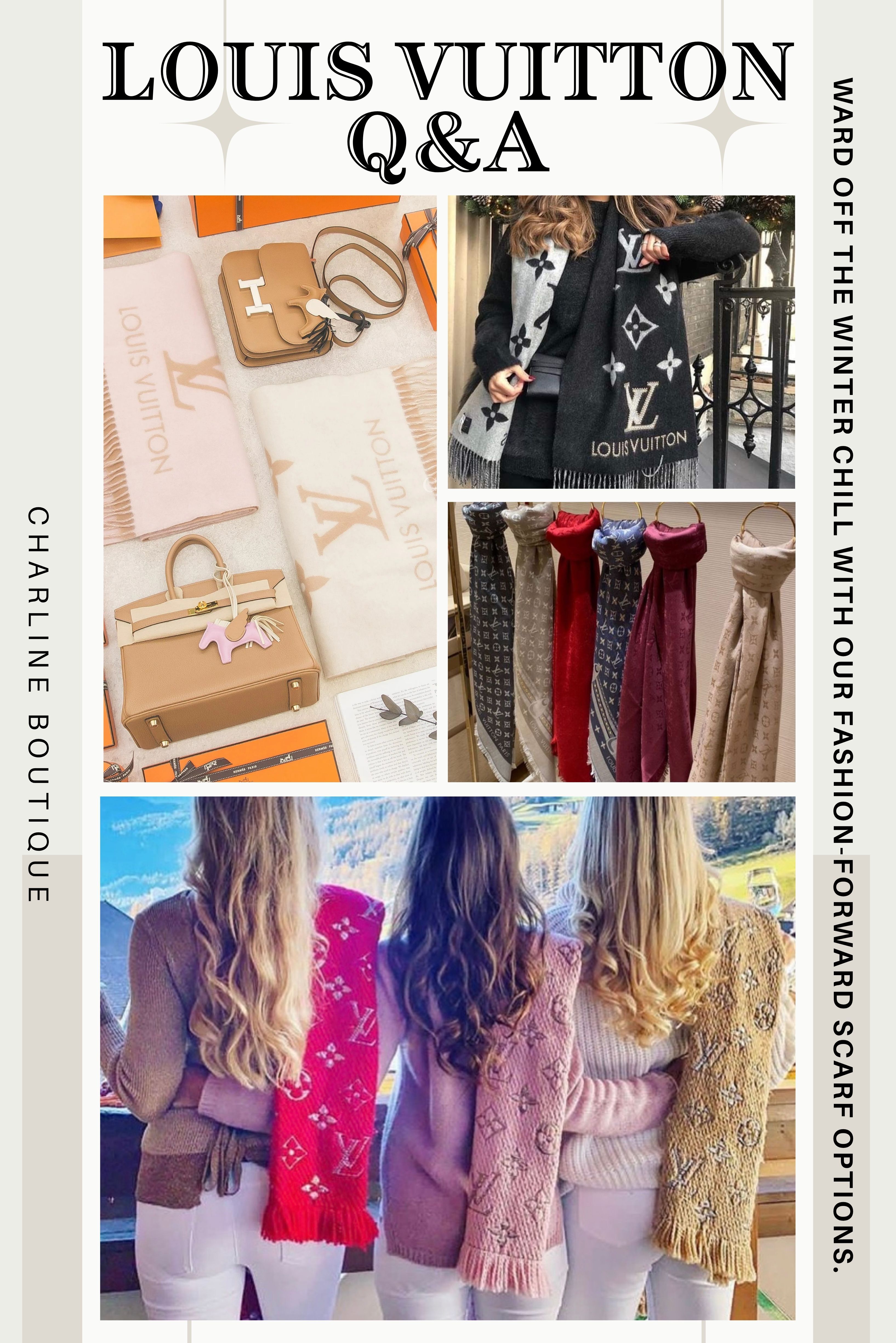 LV 圍巾 FAQ｜入手前大家最常問我們的 10 個問題  Q1：LV 圍巾哪一款最保暖？  A：保暖度關鍵在材質，尤其是是否為純羊絨（Cashmere）。實測體感排名大概是：REYKJAVIK（100% Cashmere）＞ MONOGRAM 披肩 ＞ LOGOMANIA。  REYKJAVIK 純羊絨厚實又親膚，尺寸大能當披肩用，是寒流來襲或去低溫地區旅遊的首選。我們觀察到，計畫去歐洲過冬的人幾乎都會直接鎖定這款，一條就能應付很多狀況；但如果只是在台灣日常穿搭，LOGOMANIA 的保暖度其實就已經很夠了，CP 值更高。    Q2：LV 圍巾什麼時候買最容易買到？  A：「反季入手」真的不是一句廢話。每年 3～8 月是庫存最齊的時候，款式完整、顏色好選。等到 11 月、12 月大家同時開始找的時候，熱門色（黑灰、焦糖色）常常要排隊或直接缺貨。這幾年我們一再看到同樣的狀況：天氣冷了才開始問，最後反而買不到想要的那款。趁夏天入手，還能搭配出國退稅，才是內行人的玩法。    Q3：第一條 LV 圍巾應該買哪一款？  A：新手的話，選 LOGOMANIA 黑灰色 最穩。辨識度高、耐髒、百搭，幾乎什麼外套都能合得來，是我們這裡回購率和推薦率最高的款式，很多客人用了一年之後說根本是冬天最常出動的那條。  如果想走比較輕盈優雅的路線，或希望春秋也能用，可以從 Monogram 披肩 入門，多功能性很強，四季都派得上場。    Q4：LV 圍巾會不會起毛球？好保養嗎？  A：老實說：會，但這是正常現象。天然羊毛和羊絨的纖維細緻，日常摩擦後起毛球很常見，不代表品質有問題。特別是羊絨比例高的款式（像 REYKJAVIK），起毛球的機率本來就稍微高一些。  保養注意幾個重點：最關鍵是避免和粗糙物品頻繁摩擦，像包包鏈條、粗呢大衣都要小心。如果出現小毛球，用衣物除毛球機輕輕處理就好，千萬不要用手拔，反而會傷纖維。清洗一定要送專業乾洗，自己水洗烘乾很容易縮水或變形——這點真的要記牢，犯過的人都說非常心痛。收納時平折放著，不要長時間吊掛，會拉扯變形。    Q5：2026 年還有哪些品牌圍巾推薦？  A：LV 是很難出錯的經典首選。追求極致保暖質感的，可以考慮 Hermès 或 Loro Piana 羊絨款；想要設計感與價格的平衡，Loewe 大標圍巾或 Acne Studios 是很多人的第二條選擇；日常通勤或需要多條替換，UNIQLO 羊毛圍巾其實真的很好用，不用心疼。  我們的建議是：第一條留給 LV 撐場面，之後再根據自己的穿搭風格去擴充。    Q6：男生戴精品圍巾會太娘嗎？  A：完全不會！這幾年男士圍巾的詢問度暴增，精品圍巾選對款式反而是男生秋冬穿搭最容易升級質感的單品。選深藍、炭灰、深駝這類低調色系，搭大衣或西裝，整體感覺馬上不同。  我們常遇到客人買來送男友，結果男友整個冬天離不開那條圍巾，回來說「根本要再買一條換著用」。比起包款，圍巾入門門檻更低，但對穿搭加分非常直接。    Q7：不同臉型怎麼選圍巾？  A：圍巾選得好，修飾效果有時候比化妝還立竿見影。  圓臉：選長條有垂墜感的款式，讓兩端自然垂下形成 V 字線條，避免整圈緊緊繞住脖子。  方臉：選柔軟材質（羊絨、針織），圍法偏鬆、稍微遮住下顎兩側，柔化稜角。  長臉：選厚實或蓬鬆款，在脖子多繞幾圈增加橫向比例，避免細長垂墜型圍巾。  圓臉、方臉的大臉女孩記得：不要圍太緊，留點空隙才有小臉感，這點親身試過才知道差很多。        Q8：LV 新手除了圍巾，第一個單品還能買什麼？  A：如果不確定要不要直接從圍巾入手，小皮件（卡夾、短夾） 也是很好的起點，使用頻率高、門檻低，每天都會摸到的那種。  包款的話，Speedy Bandoulière 20／25、Neverfull MM、Carryall 都是不容易退流行的入門選擇。材質建議優先選 Monogram 或 Damier 帆布，耐磨輕便，也相對好保養。    Q9：LV 常見材質有哪些？新手要怎麼分辨？  A：先破一個常見迷思：Monogram 老花和 Damier 棋盤格不是真皮，而是塗層帆布——帆布外層加了樹脂塗層，所以才輕便、耐磨、防潑水。很多人第一次知道會有點意外，但用過就懂，正是這個讓它日常使用完全不用太小心，新手入門最友善。  帆布系列裡，Monogram 老花辨識度最高；想低調就選 Damier，深咖啡棋盤（Ebene）耐髒好搭，白棋盤（Azur）清爽但比較需要注意保持乾淨。  想要皮革質感的話，常見的幾款：Epi 水波紋硬挺耐刮、風格俐落；Empreinte 壓紋把老花圖案壓進皮革裡，質感更柔和精緻；Taurillon 小牛皮觸感細膩軟，常見於高端包款；Taïga 低調商務感，男士系列很吃這款；Vernis 亮漆皮光澤感強很吸睛，但怕染色、怕曝曬，需要花心思保養。  另外要注意：老花帆布包的手把和滾邊通常是 Vachetta 天然牛皮，剛買時米白色，用久會氧化成蜜糖色，這是正常的「養牛」過程，但它怕水怕油，淋到雨容易留痕跡，新手要稍微留意這個部位。  選材質的簡單邏輯：想耐用好保養就選帆布，第一個 LV 選這個最不後悔；想低調俐落選 Epi 或 Taïga；想柔軟高級感選 Empreinte 或 Taurillon；想亮眼就選 Vernis，但要做好保養的心理準備。    Q10：LV 帆布材質真的耐操嗎？  A：耐，而且是 LV 很核心的優勢之一。Monogram 和 Damier 用的是塗層帆布（coated canvas），防水、耐刮、耐磨，日常遇到小雨完全不用慌。正常使用的情況下，很多人一個包用三到五年以上，甚至更久，Neverfull 和 Speedy 就是設計給長期日常使用的。  不過有幾點要注意：折角位置長期彎折可能開裂，而且裂了通常難修；要避開酒精、油類清潔劑，像酒精濕紙巾、貂油都可能讓塗層變質。提把和滾邊的皮革部分比帆布本體更需要保養，這塊常被忽略。