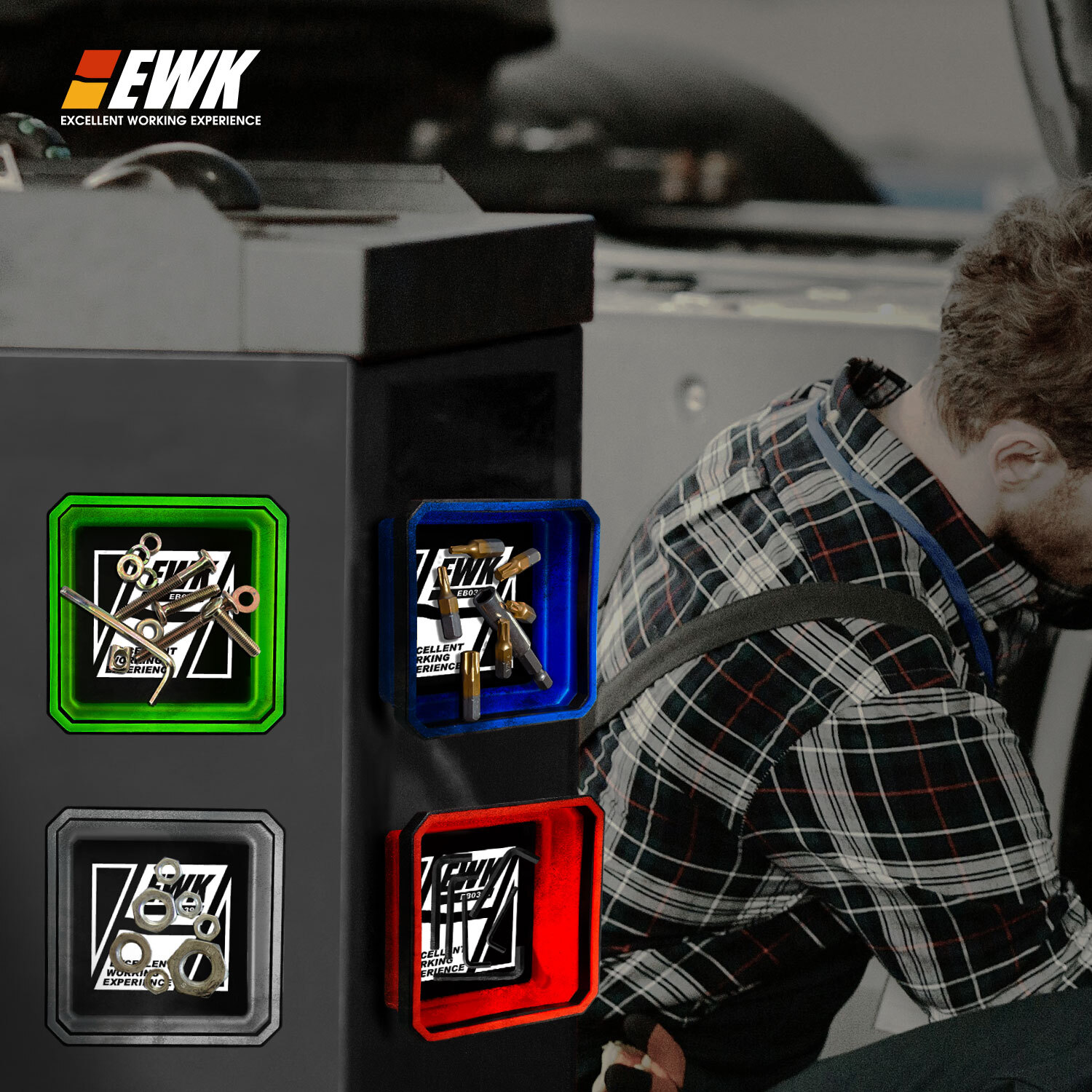 4 Pcs Collapsible Magnetic Parts Tray for Screws | EWK