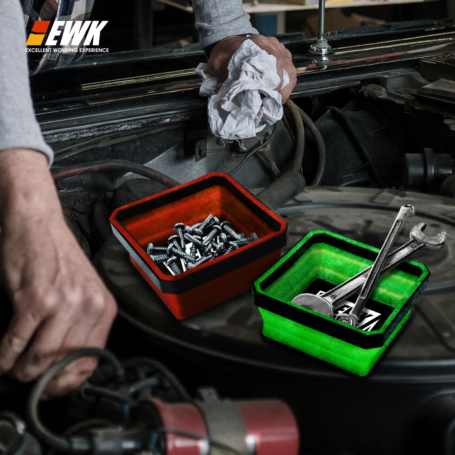 4 Pcs Collapsible Magnetic Parts Tray for Screws | EWK