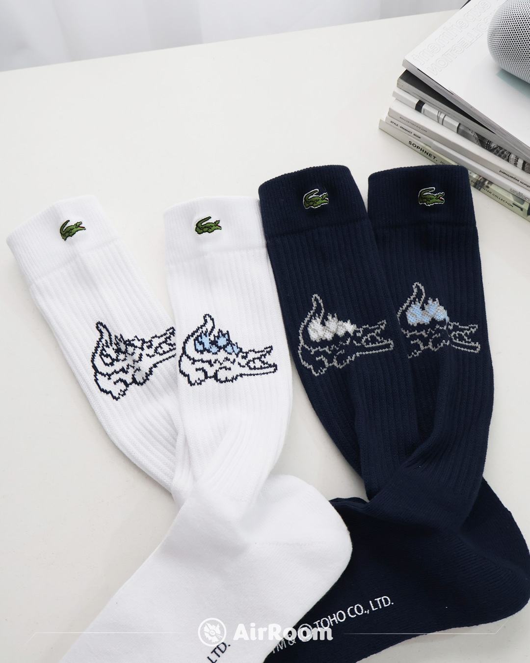 2026SS 日版 Lacoste x Godzilla 哥吉拉 聯名 鱷魚 刺繡 男女 長襪 襪子 現貨 RA1GZJ-99 / RAW2GZJ-99