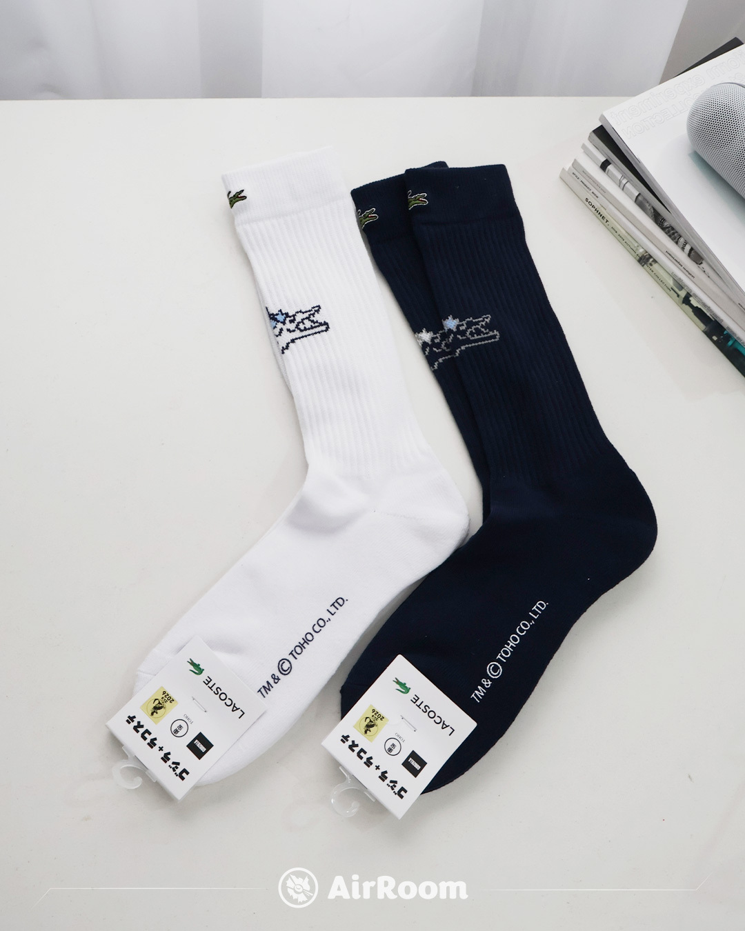 2026SS 日版 Lacoste x Godzilla 哥吉拉 聯名 鱷魚 刺繡 男女 長襪 襪子 現貨 RA1GZJ-99 / RAW2GZJ-99
