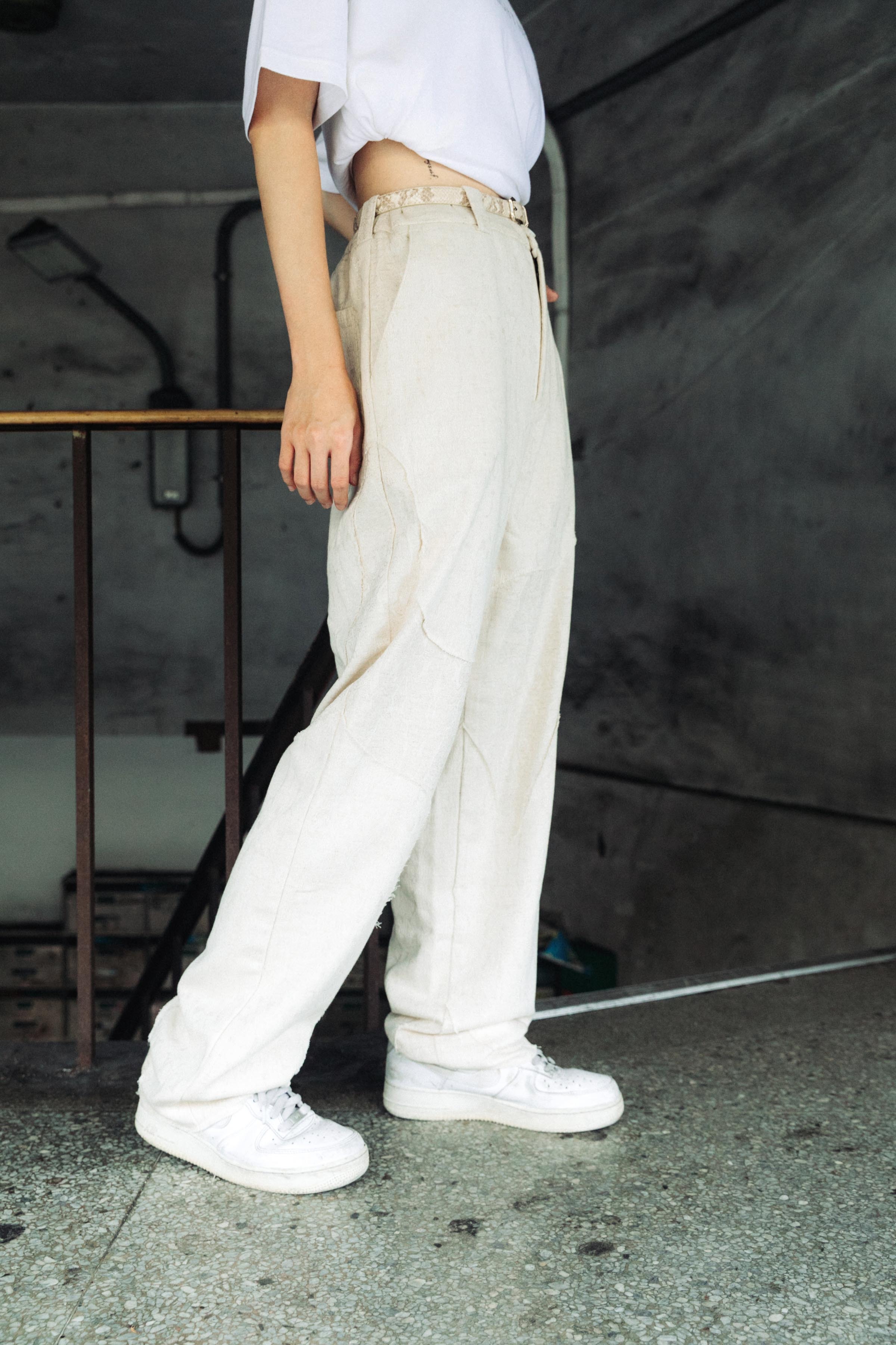 DEFRETI COTTON - LINEN PATCHWORK PANTS 棉麻 拼接 長褲