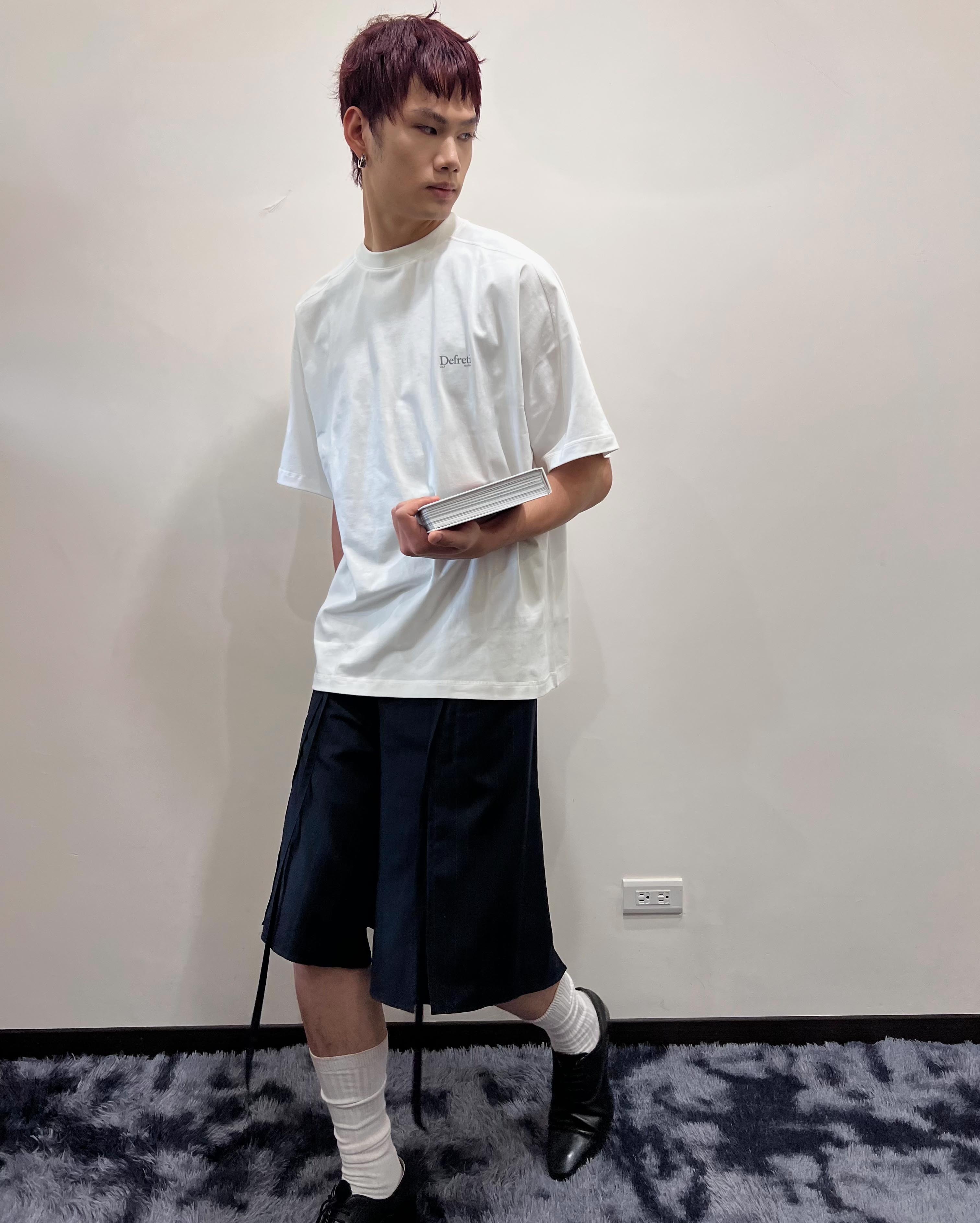 DEFRETI Layered Pinstripe Wide Shorts 層次 條紋 寬鬆 短褲