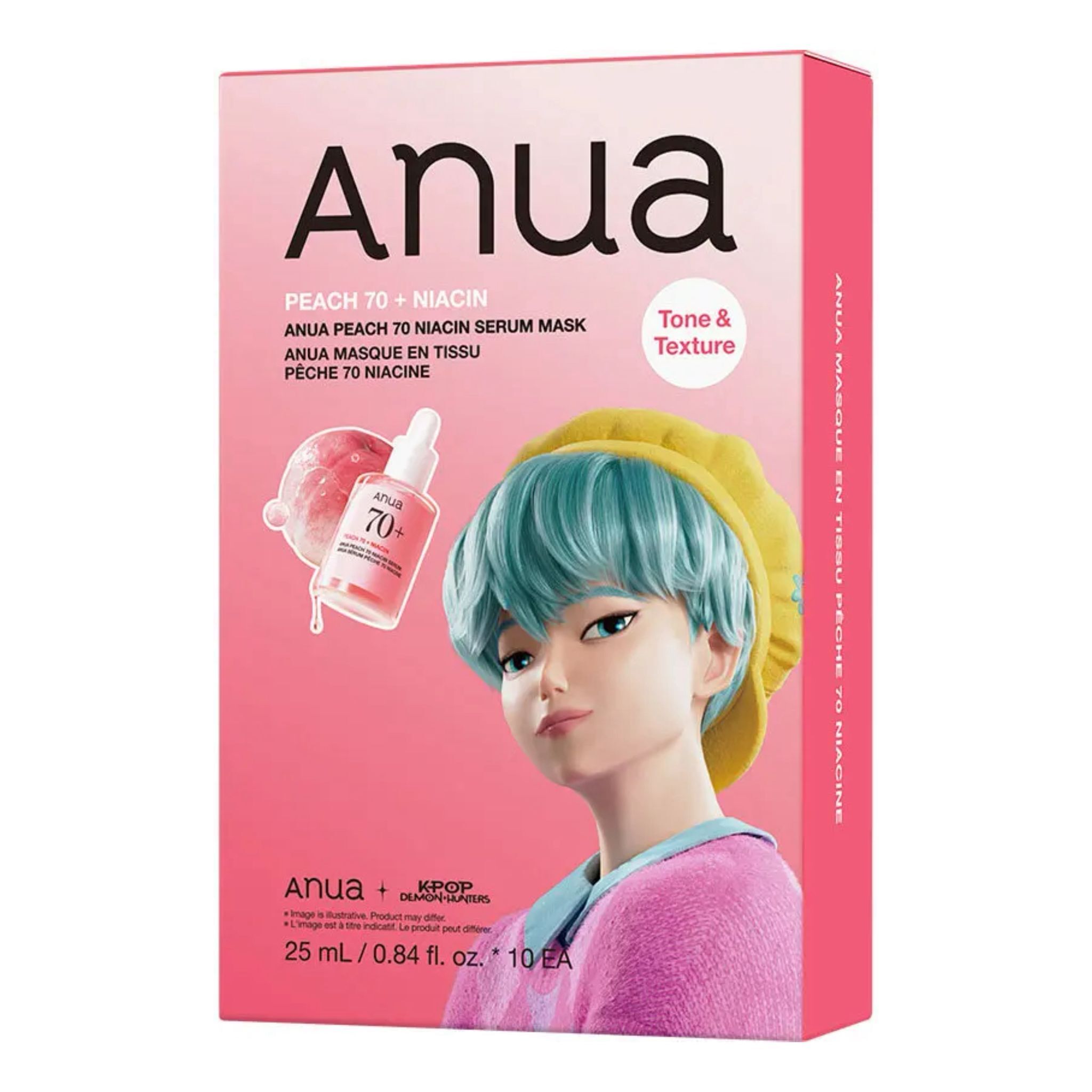 ANUA x KPOP 水蜜桃70%煙酰胺亮白精華面膜 10PCS
