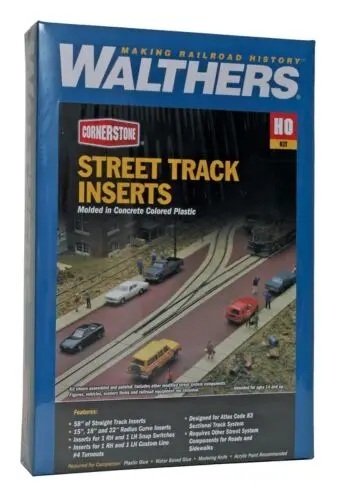 Walthers 933-3140 HO Scale Street Track Insert Set 58" of Straight Track Inserts Kit