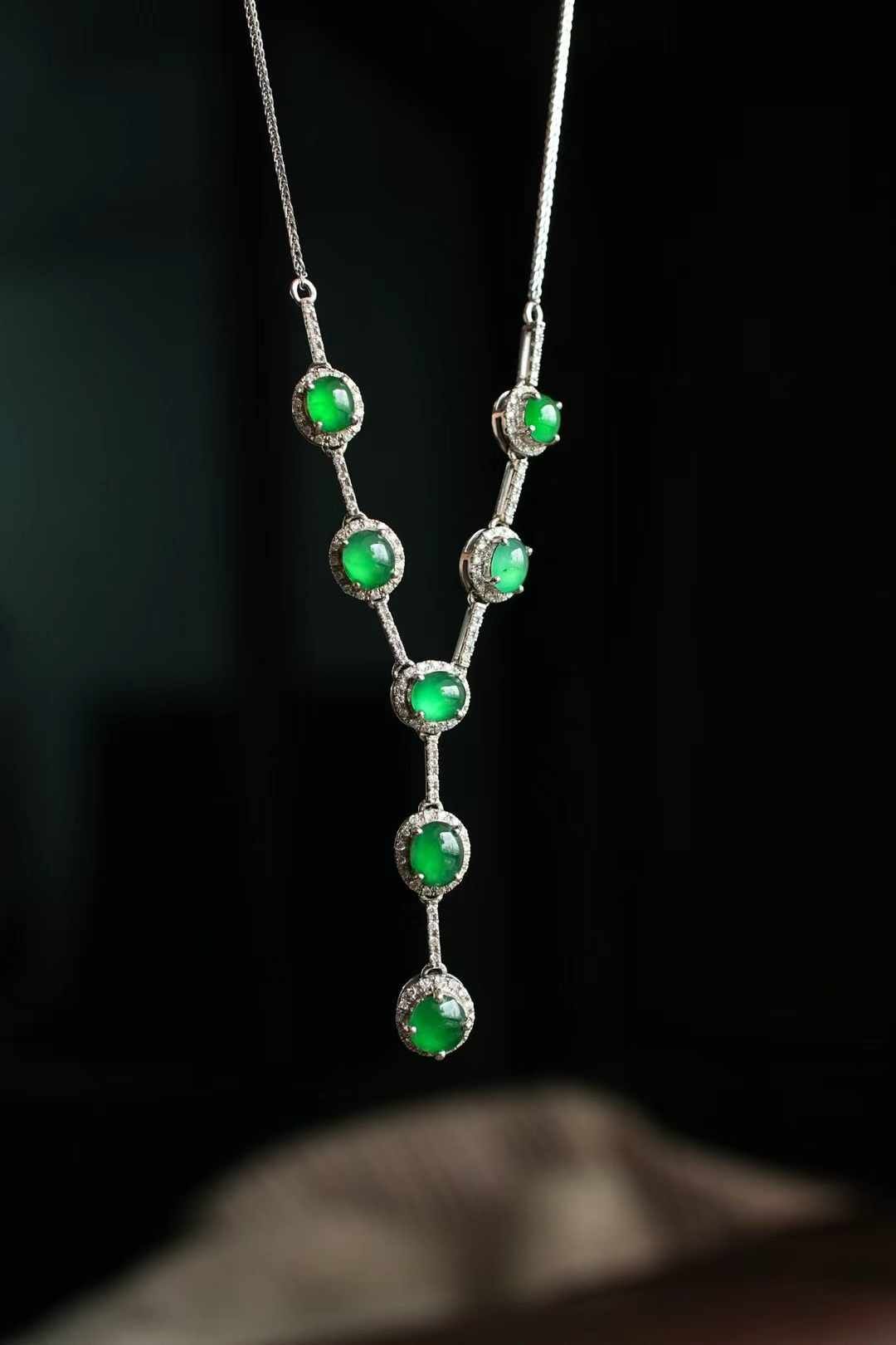 翡翠冰辣陽綠蛋面項鏈,天然翡翠A玉, 緬甸玉, Jade, Jadeite
