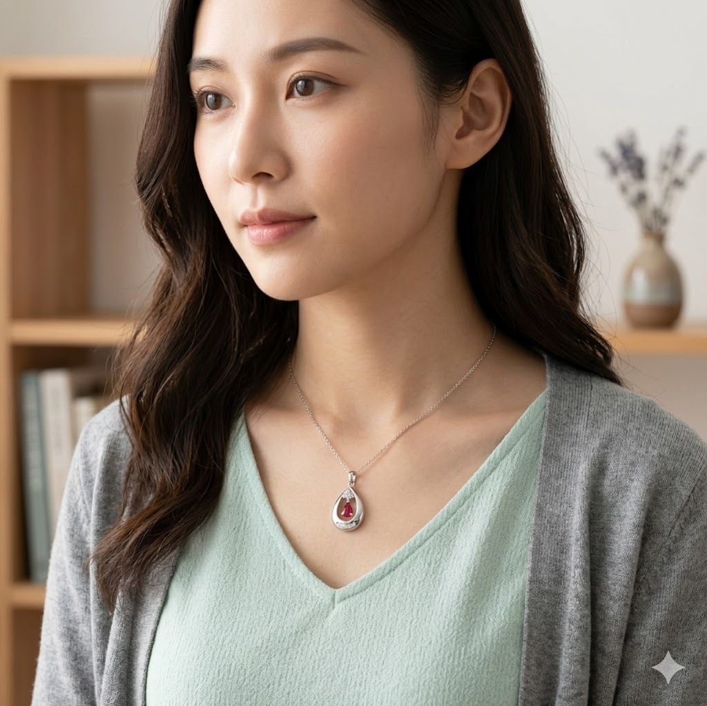 全新18K白金【單粒33份紅寶石】配11份鑽石吊墜