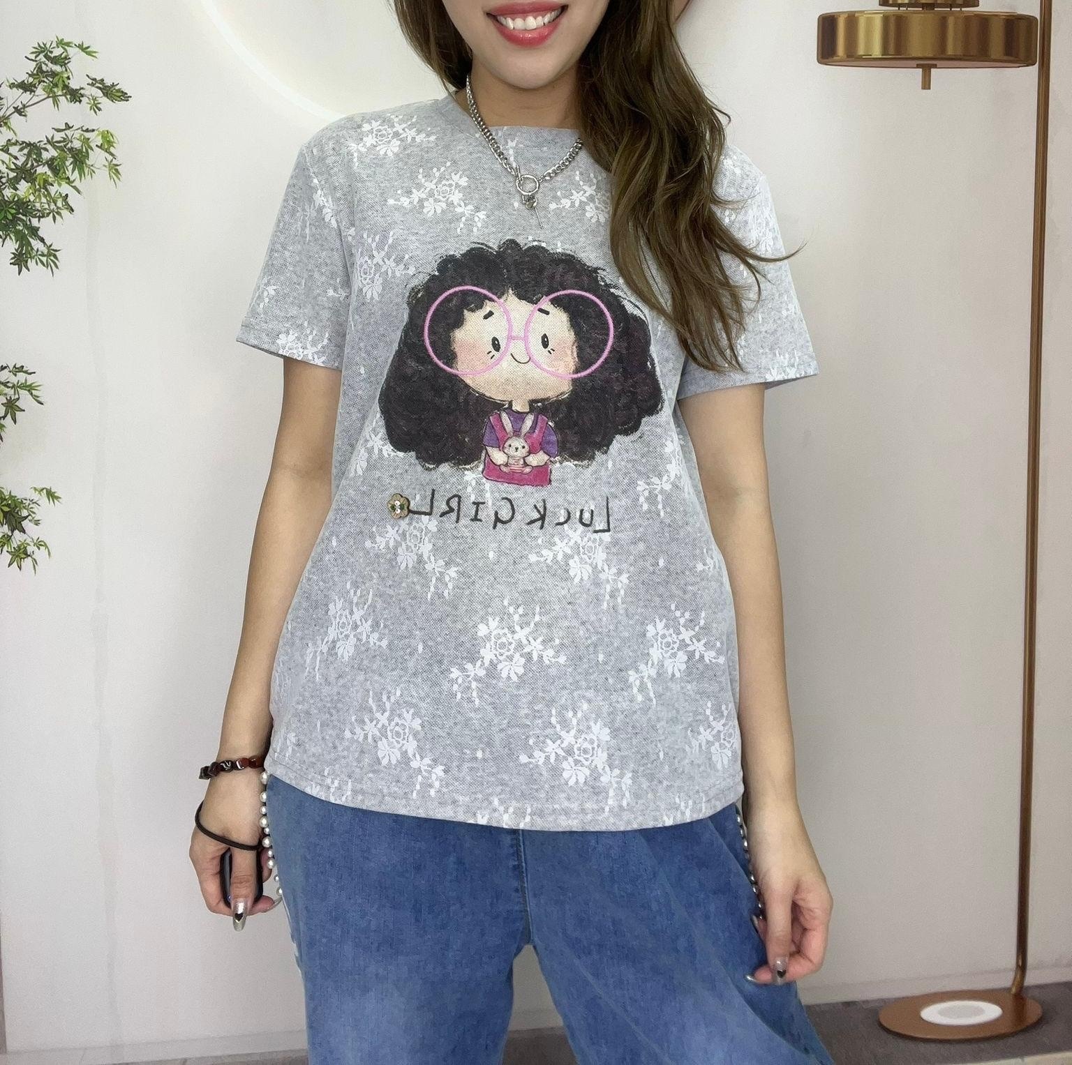 Ma牌子四眼少女拼lace top ~162T