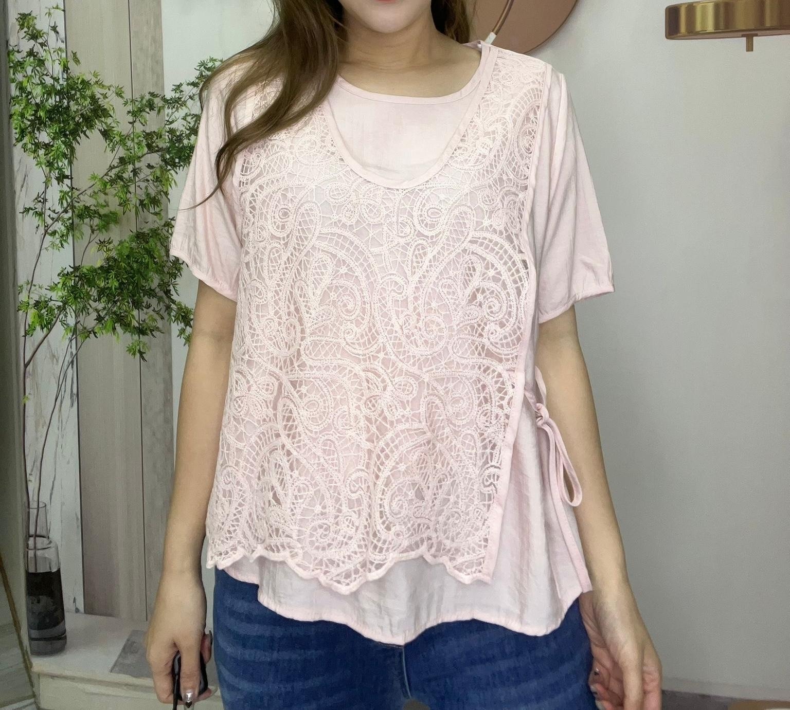 Ma牌子lace 淨色top ～162E
