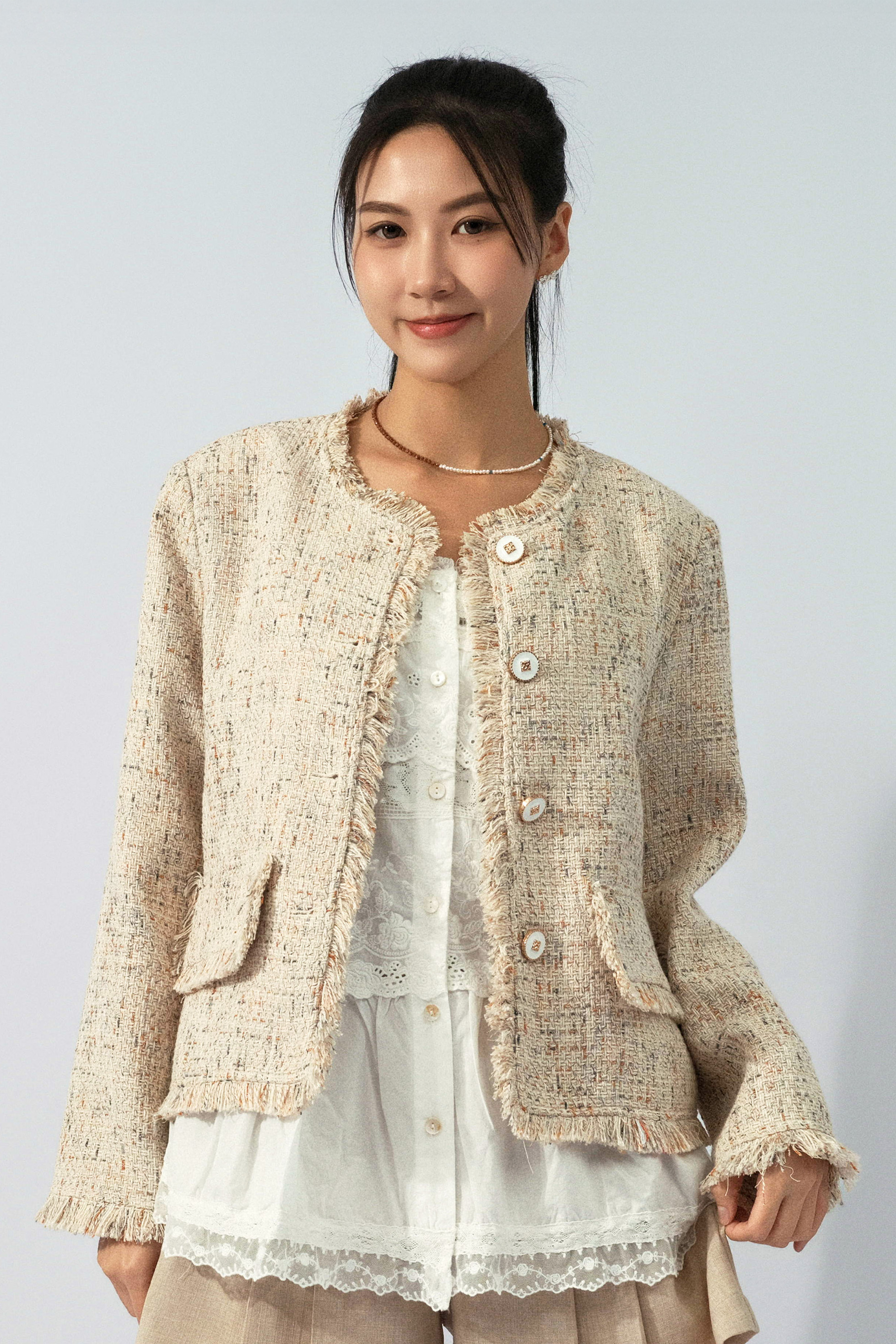 蘇蘇邊混色tweed外套 (預購產品）