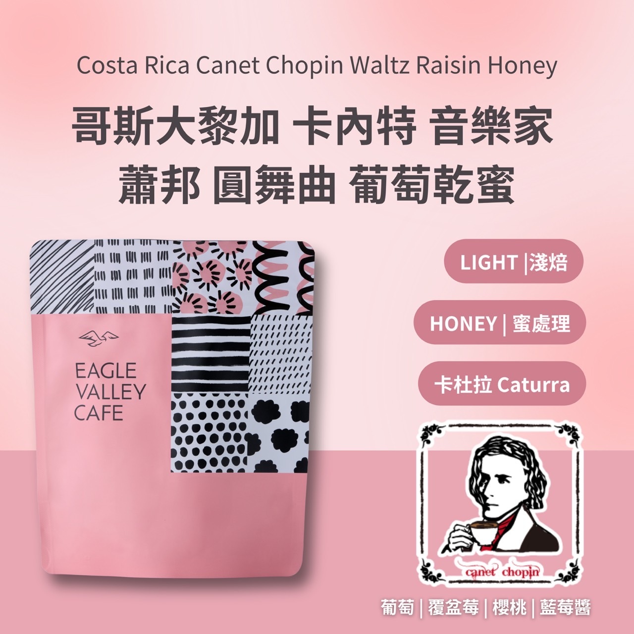 哥斯大黎加 卡內特 音樂家 蕭邦 圓舞曲 葡萄乾蜜 淺焙 咖啡豆