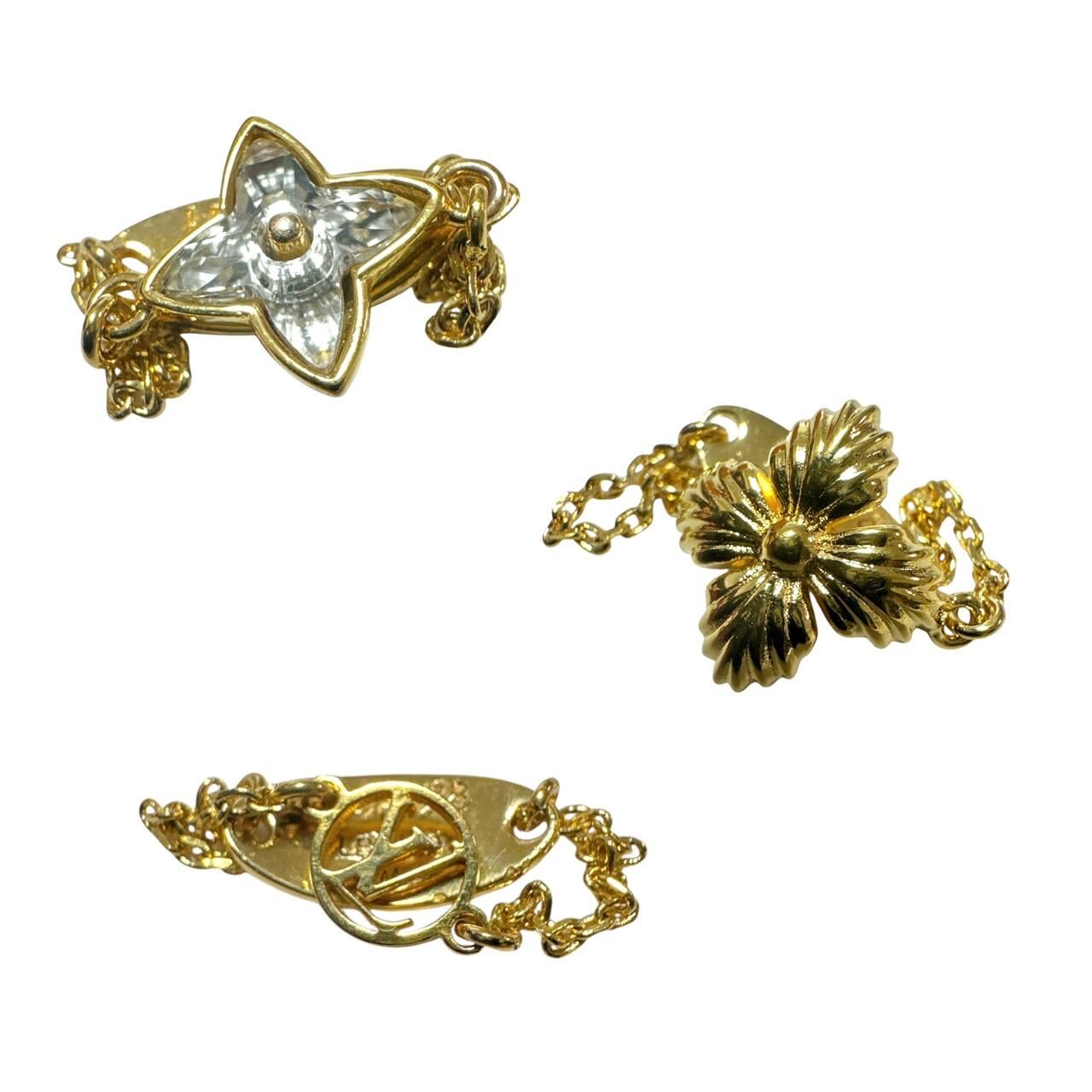 LOUIS VUITTON Bague Blooming Strass 鏈條三連環戒指