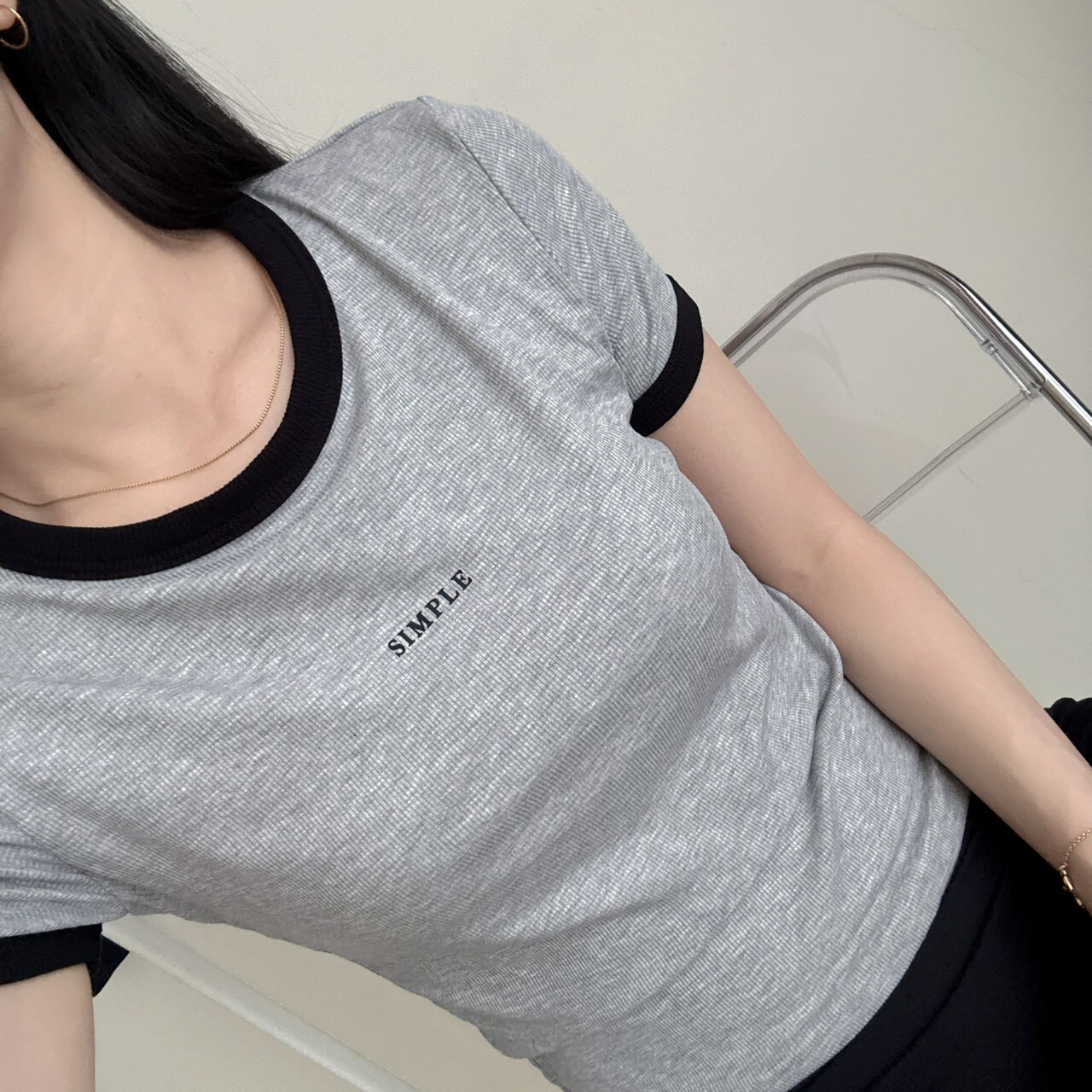 Simple撞色超彈力短袖bra T（預購於5/14晚上12:00收單～預計3-6週才會收到！可接受再下單唷）