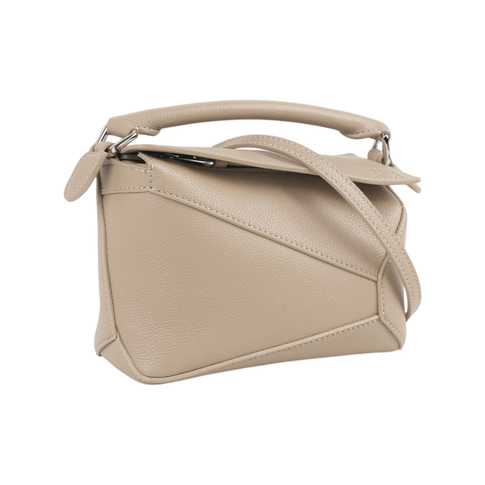 【LOEWE】Puzzle Edge 拼圖粒面小牛皮手提/斜背兩用包(迷你)(黏土色)