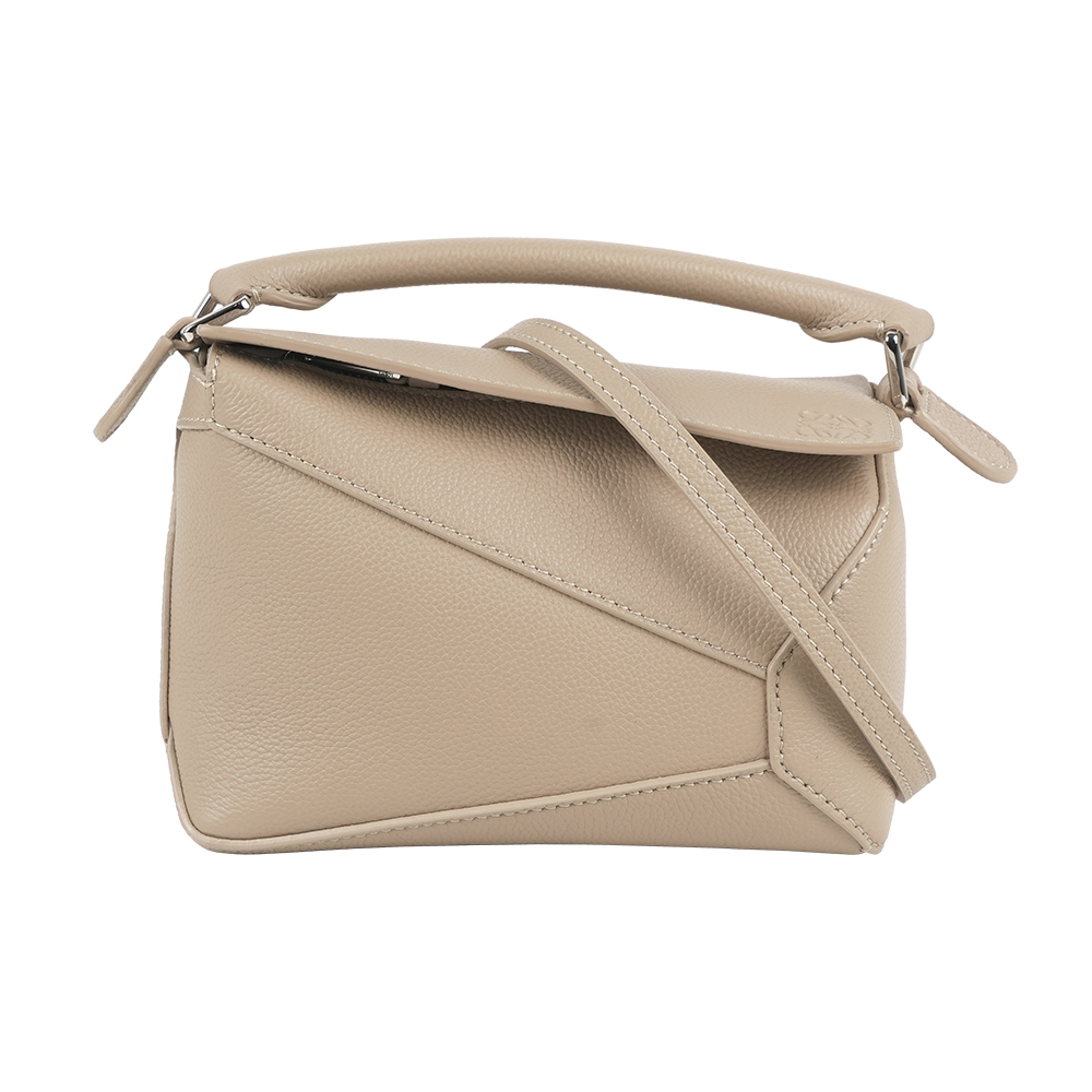 【LOEWE】Puzzle Edge 拼圖粒面小牛皮手提/斜背兩用包(迷你)(黏土色)