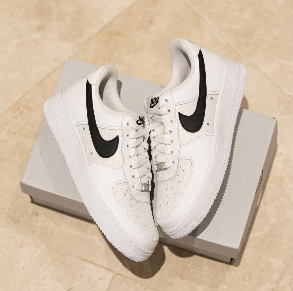 男鞋 NIKE AIR FORCE 1 '07 LV8 'Ripstop' 白黑 抗撕裂 格紋 皮革 經典 休閒鞋【IR0952-100】AF1