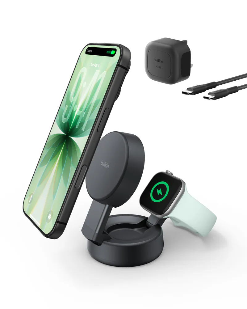 Belkin UltraCharge Pro Qi2 2合1 可摺疊磁吸充電器 25W