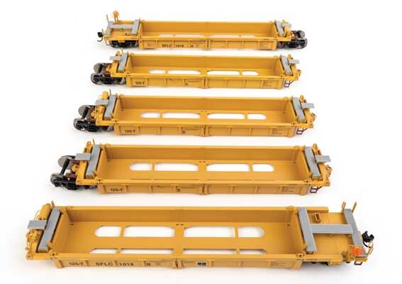 Walthers 910-55676 HO Scale - Thrall 5 Unit Rebuilt 40' Well Car BNSF Santa Fe Leasing SFLC #1018