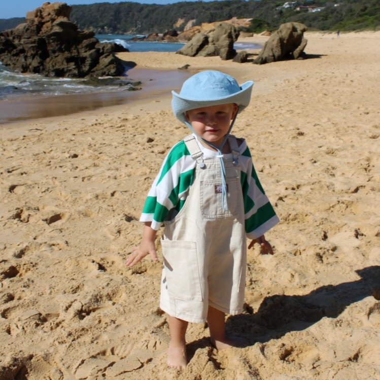 TWIN COLLECTIVE KIDS 大口袋牛仔吊帶短褲 Salty Shortall - New Natural