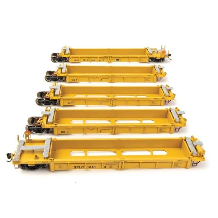 Walthers 910-55679 HO Thrall 5-Unit Rebuilt 40' Well Car, Santa Fe Leasing SFLC #1053