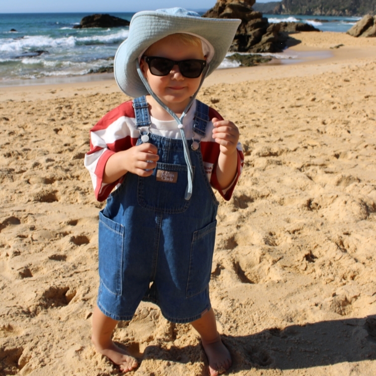 TWIN COLLECTIVE KIDS 大口袋牛仔吊帶短褲 Salty Shortall - Blue Tide