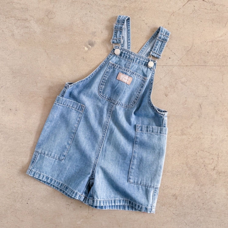 TWIN COLLECTIVE KIDS 大口袋牛仔吊帶短褲 Salty Shortall - Blue Tide