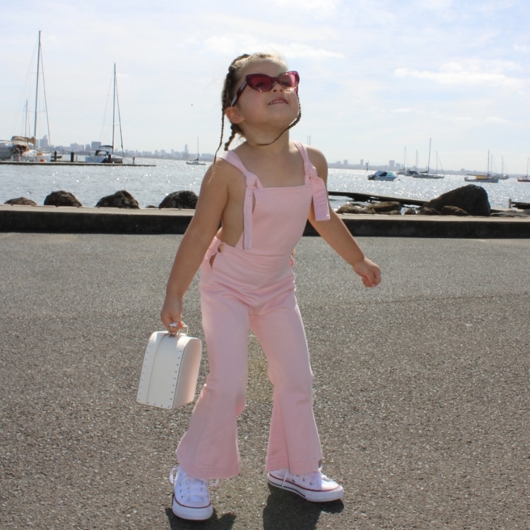 TWIN COLLECTIVE KIDS  長腿吊帶連身喇叭褲 Farrah Flare Overall - Pink