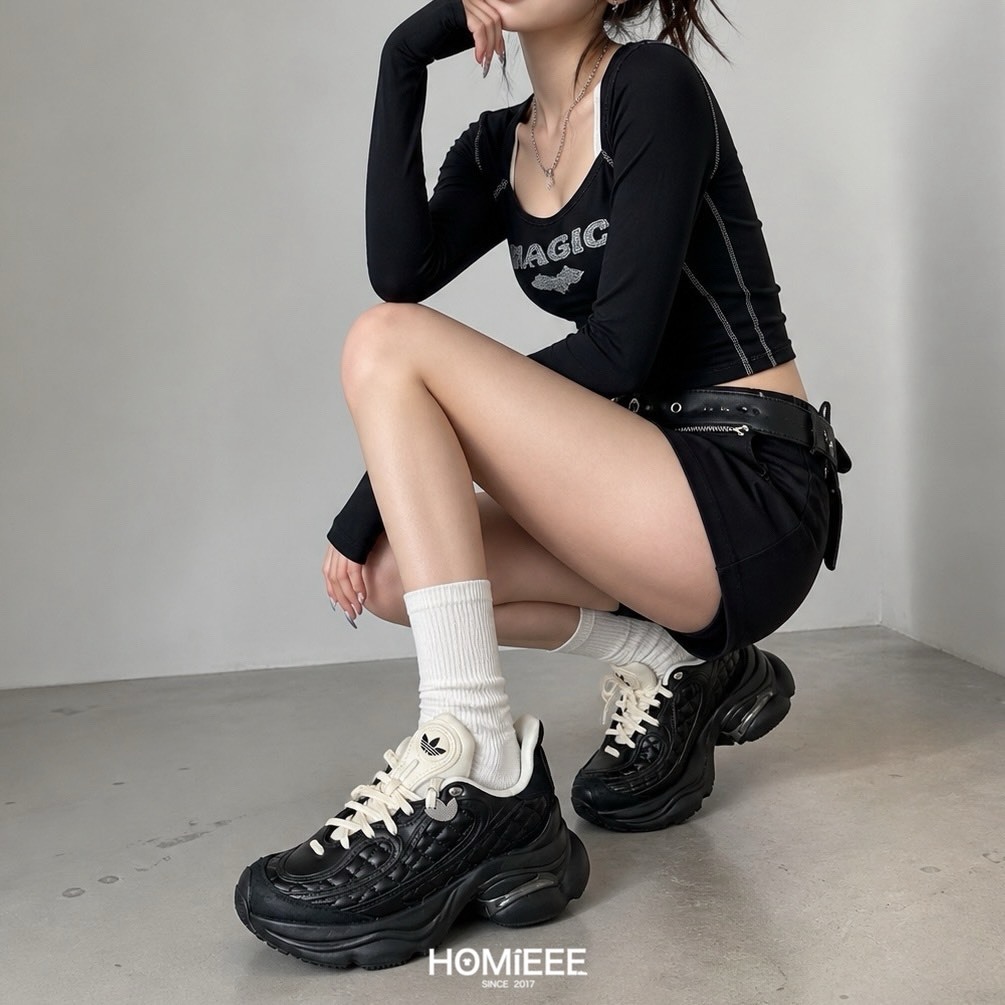 Adidas Originals Ozvenuz 厚底鞋 增高 全黑 女鞋 [KJ3972]