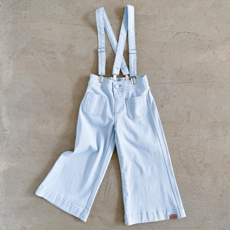 TWIN COLLECTIVE KIDS 雙口袋小喇叭吊帶褲 Jane Jean - Baby Blue