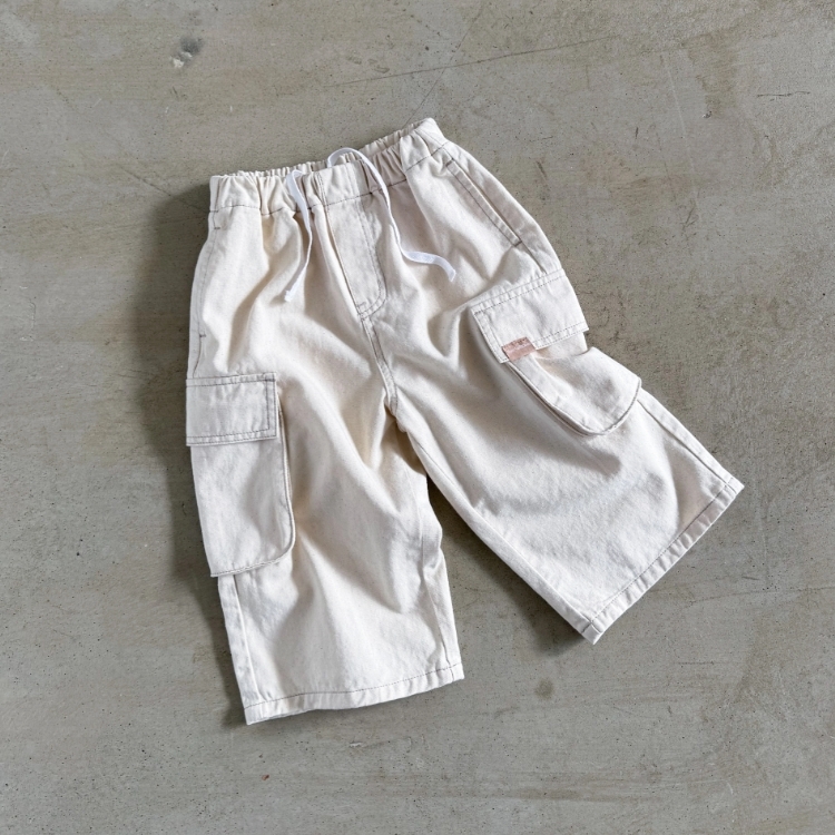 TWIN COLLECTIVE KIDS 鬆緊工作單寧褲 Cargo Jean - New natural