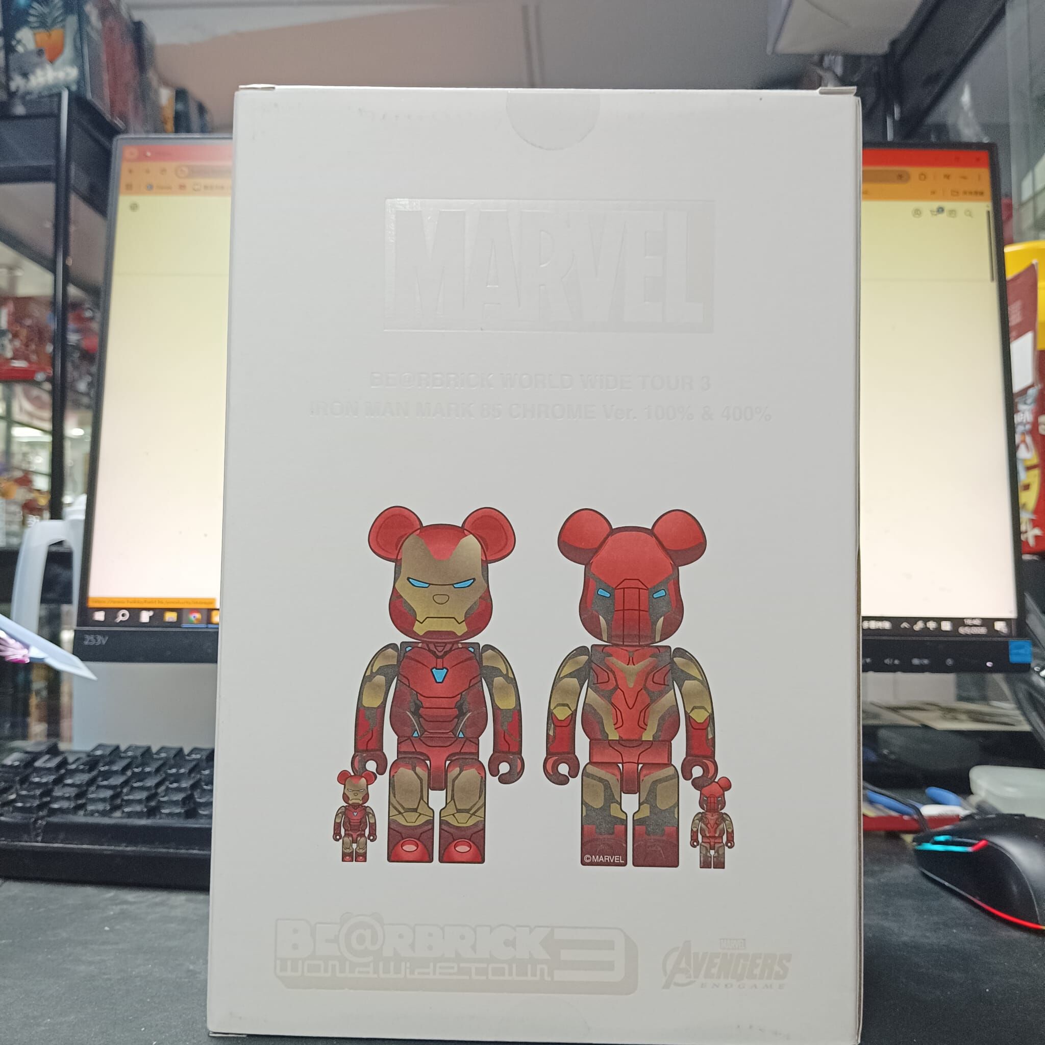 寄賣-其它-Medicom Toy Be@Rbrick - 鐵甲奇俠 Mark 85 Chorme Ver. 100% & 400%