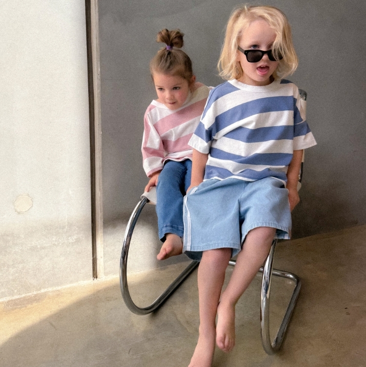 TWIN COLLECTIVE KIDS 條紋寬鬆T恤 Stripe Tee - Blue