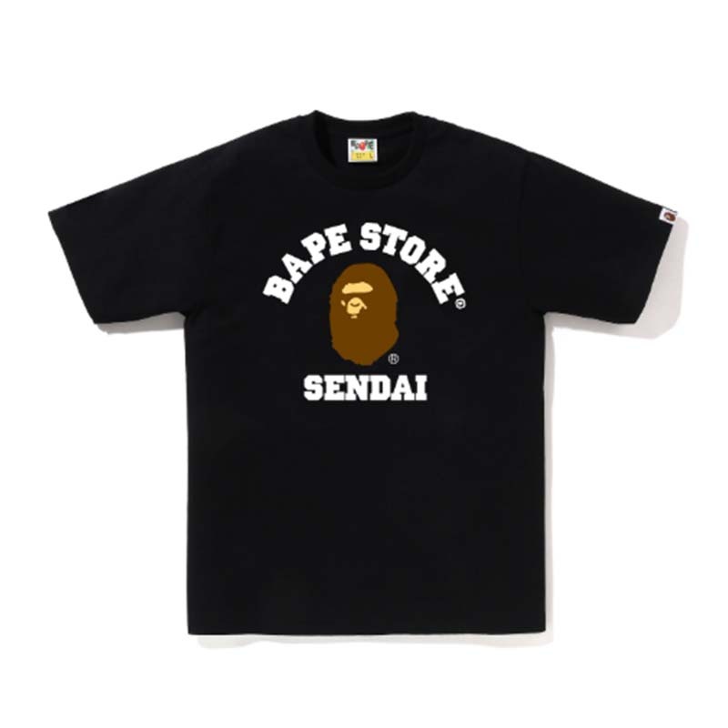 BAPE STORE Sendai College Tee 猿人 字體 仙台限定 短袖 黑色 1M22110006-BK [台灣現貨]