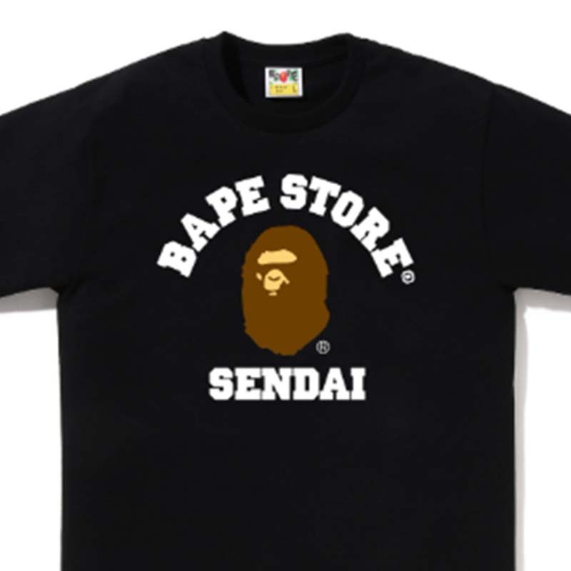 BAPE STORE Sendai College Tee 猿人 字體 仙台限定 短袖 黑色 1M22110006-BK [台灣現貨]