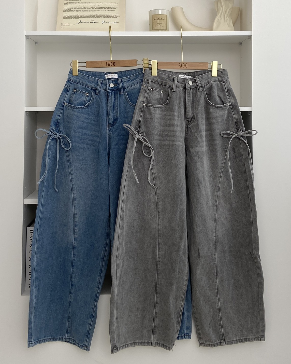 法朵Fado shop｜側綁結單釦彎刀牛仔褲 254C026 兩色
