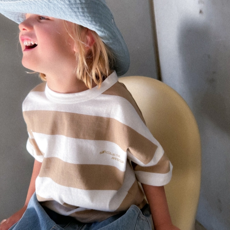 TWIN COLLECTIVE KIDS 條紋寬鬆T恤 Stripe Tee - Sand